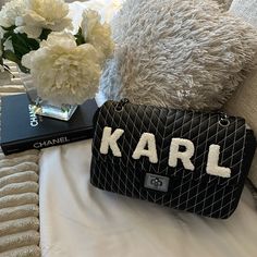 Nwt Karl Lagerfeld Shoulder Bag. Beautiful Black And White Pattern. Chic Shoulder Bag With Embroidered Logo For Travel, Chic Shoulder Bag With Embroidered Logo For Shopping, Luxury Embroidered Logo Crossbody Bag, Chic Bags With Embroidered Logo For Everyday Use, Designer White Bag With Embroidered Logo, Chic Everyday Bag With Embroidered Logo, Everyday Black Shoulder Bag With Embroidered Logo, White Flap Bag For Travel With Dust Bag, Chic Leather Bags With Embroidered Logo