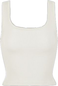 Fitted Ribbed Tank Top With Scoop Back, Summer Ribbed Tank Top With Scoop Back, Trendy Ribbed Scoop Neck Tank Top, Ribbed Fitted Scoop Neck Tank Top, Chic Ribbed Scoop Neck Tank Top, Ribbed Fitted Tank Top With Scoop Neck, Classic Scoop Neck Tank Top For Spring, Everyday Solid Color Scoop Neck Crop Top, Classic Seamless Everyday Tank Top