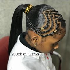 Something different😍 Such a pretty braided ponytail by @urban_kinks❤️👌🏾 Swipe left✨ #voiceofhair . . . #kidshairstyles #kidshair… Braids To Try, Braided Pony, Kids Braids, Lil Girl Hairstyles, Kid Braid Styles, Simple Prom Hair, Lisa Rinna