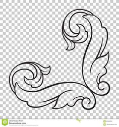 a black and white line drawing of a swirly tail on a transparent background,