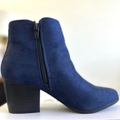 Stylish Pointed Toe, Suede Boots, Available In Blue Color And Sizes 6.5 And 7. They Have A Comfortable Block Heel, Making Them Perfect For Any Occasion. Please Comment If You Have Any More Questions. Tags: Women, Shoes, Suede, Block Heal, Blue Color Boots, Booties Navy Round Toe Boots For Fall, Blue Ankle-high Boots For Fall, Casual Blue Ankle Heeled Boots, Blue Ankle Heeled Boots For Spring, Blue Round Toe Heeled Boots For Spring, Blue Ankle-high Booties For Fall, Casual Blue Pointed Toe Heeled Boots, Casual Blue Spring Booties, Casual Blue Booties For Spring