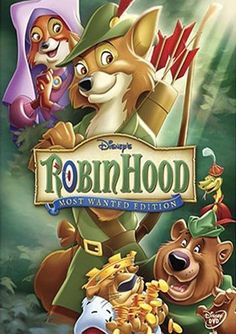 the dvd cover for robin hood and other animated characters