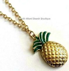 Gold Pineapple Pendant Necklace 24" X-Long Hawaiian Island Enamel Plated #Unbranded #CharmPendant #AnniversaryBirthdayChristmasGraduationMothersDayValentinesDayJuly4thSummerBeachCasual Casual Gold Necklaces For Summer, Casual Gold Necklace For Summer, Casual Metal Necklace For Gifts, Casual Metal Necklaces For Gifts, Casual Gold Jewelry With Lobster Clasp, Casual Gold Necklace With Adjustable Chain, Vintage Green Jewelry For Summer, Casual Gold Nickel-free Jewelry, Casual Gold Charm Necklaces As Gifts