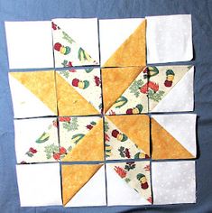 the block is made up of blocks with different designs on them, including an orange and white star