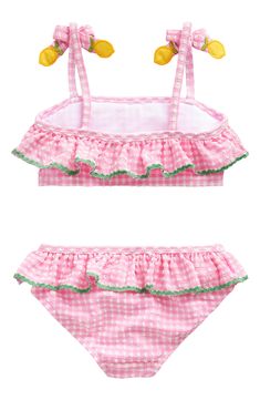 Take your little one out for a fun day of surf and sun in this ruffle-trim seersucker two-piece covered in an adorable pattern. Lined 46% polyester, 45% polyamide, 9% elastane Machine wash, line dry Imported Boden Kids, Pink Swimsuit, Pink Gingham, Fun Day, Mini Boden, Ruffle Trim, Little One, Gingham, Two Piece