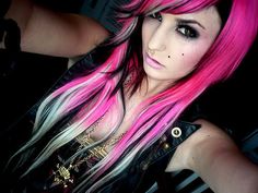 MySpace Scene Kids — Abunai Aesthetic Pink Scene Hair, Pink Blonde, Emo Hair, Funky Hairstyles, White Blonde, Scene Hair