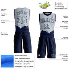 Custom Silver Navy Color Splash Round Neck Sublimation Basketball Suit Jersey Blue Football, Custom Basketball, Blue Camo, Sleeveless Crop Top, Jersey Design, Baseball Shirts, Embroidered Sweatshirts, Sporty Look, Basketball Jersey