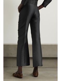 DESTREE Yoshitomo pleated faille wide-leg pants | NET-A-PORTER Modern Evening Trousers, Modern Full-length Pants For Evening, Modern Full-length Evening Pants, Modern Full Length Party Bottoms, Modern Black Wide Leg Pants For Evening, Tailored Modern Bottoms For Evening, Modern Tailored Bottoms For Evening, Sleek Silk Straight Pants, Chic Silk Straight Leg Bottoms