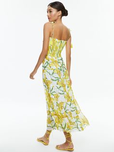 Marna Tiered Midi Tie Strap Dress In Stargazer Multi Lg Maxi Dress Outfit Summer, Star Yellow, Tie Strap Dress, Maxi Dress Outfit, Alice And Olivia, Summer Chic, Tiered Maxi Dress, Tier Skirt, Wide Leg Jumpsuit