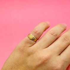 14K Yellow Gold Ring Heart Signet Ring Pinky Size 2.5 - Etsy Heirloom Nugget Rings As Gift, Dainty Gold Signet Ring For Promise, Tiny Recycled Gold Rings, Classic 14k Gold Heart-shaped Birthstone Ring, Dainty Yellow Gold Signet Ring In Recycled Gold, Dainty Yellow Gold Recycled Signet Ring, Dainty Yellow Gold Signet Ring For Promise, Fine Jewelry Yellow Gold Stackable Heart Rings, Dainty Recycled Yellow Gold Signet Ring