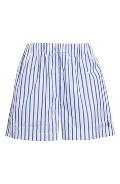 An oversized fit and pure-cotton poplin bring supreme comfort to these laid-back striped shorts. Elastic waist Side-seam pockets 100% cotton Machine wash, dry flat Made in Portugal Asian & Pacific Islander Owned/Founded Striped Cotton Pajama Shorts For Spring, Striped Relaxed Fit Shorts For Daywear, Preppy Cotton Bottoms With Elastic Waistband, Striped Relaxed Fit Cotton Shorts, Striped Cotton Shorts With Relaxed Fit, Striped Shorts For Daywear, Striped Shorts For Daywear In Spring, Striped Shorts For Spring Daywear, Spring Striped Shorts For Daywear