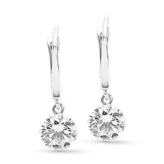 An elegant classic, these diamond drop earrings radiate beauty and style. Crafted in 18K white gold, each timeless drop showcases an outstanding 1ct. round brilliant cut  diamond dangle. The linear post is a sold white gold for a timeless, low key design. Captivating with 2 ct. t.w. of diamonds and a bright polished shine, these earrings secure comfortably with an english lock backs.
1.03 carat round cut diamond  D Si2
1.01 carat round cut diamond  E Si1
1