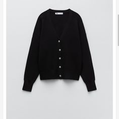 Zara New Luxury Long Sleeve Cardigan By Zara, Zara New, Zara Sweater, Button Cardigan, Zara, Sweaters For Women, Women Shopping, Black, Color