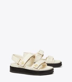 Designer Sandals Flat, Flat Platform Sandals, Miller Sandal, Tory Burch Kira, Beautiful Sandals, White Flat, Jelly Sandals, Sport Sandals, Footwear Design Women