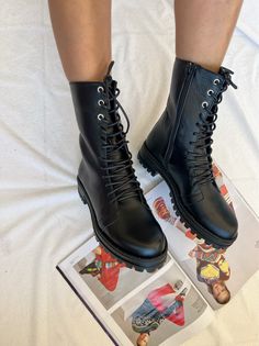 A Handmade pair of Black Leather Combat Boots that are made from 100% real leather and cover your shoes with a comfort and stylish way at the same time. Find them only at Christina Christi Store.  👉 My Leather Shoes Collection: https://etsy.me/3TS9NJ2 👉 Express Shipping: https://etsy.me/3ikUnOM DESCRIPTION - Full Grain Leather. - Sole 3,5 cm height at the back side and 2,5 cm at the front side. - Made in Greece SIZE PROPOSAL - Normal to comfort fit. * 35.5 size could write 35 at the bottom. * Trendy Leather Boots With Closed Toe, Trendy Leather Closed Toe Boots, Black High Ankle Leather Combat Boots, Black High Ankle Leather Martin Boots, Trendy Leather Ankle Lace-up Boots, Trendy Leather Platform Boots With Closed Toe, Casual Black Leather Mid-calf Boots, Black Faux Leather Combat Boots With Flat Heel, Trendy Leather Ankle-high Combat Boots