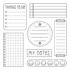 a set of notebooks with the words, things to do and my notes written on them