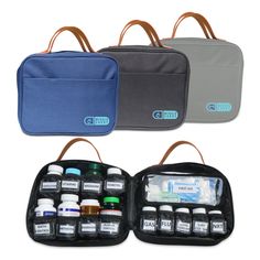 the travel kit is packed in three different colors