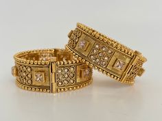 Gold Polki Bangles 2pc/Indian Bangles/openable bangles/Polki bangles/Statement Kada/Kundan Bangles/Bridal Bangle/Indian Wedding/Pakistani Rectangular Gold Jewelry For Ceremonial Occasions, Rectangular Gold Ceremonial Jewelry, Ceremonial Gold Rectangular Jewelry, Gold Bangle Bridal Sets As Gift, Gold Bridal Bangle Set For Gift, Rectangular Gold Jewelry With Intricate Design, Gold Rectangular Jewelry With Intricate Design, Gold Adjustable Bridal Sets, Adjustable Gold Bridal Sets