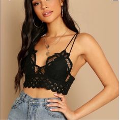 Beautiful & Dainty Pure Giupure Lace Bralette. High Quality. Similar To Free People Bralette. Cotton Blend. Beautiful Lace. Cross Cross Straps With Shirred Stretchable Back. Sheer With Lite Lined Cups. Adjustable Straps. It's A Pretty Piece. Measurements Small: Bust: 27.6" Length: 13" Medium: Bust: 29.1" Length: 13" Large: Bust: 31.5" Length: 13.8" Bundle Discount On 2 Or More Items Given Automatically At Checkout X Also Available In White In My Closet, Boho Hippie Bohemian Gypsy Outfits Con Crop Top, Lace Cami Outfit, Criss Cross Bra, Spaghetti Strap Crop Top, Lace Cami Top, Summer Lace, Lace Camisole, Womens Cami, Womens Tops Summer