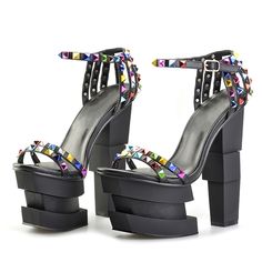 null Cross Dressers, Outfit Large, Shoes Heels Classy, Crystal Sandals, Funky Shoes, Ankle Strap Sandals Heels, Killer Heels, Wrap Heels, Platform Heels Chunky