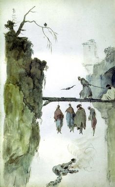 an image of people hanging from a bridge