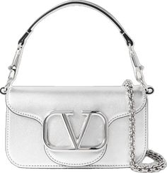 High-end Silver Rectangular Shoulder Bag, Luxury Silver Clutch Shoulder Bag, Luxury Rectangular Shoulder Bag With Silver-tone Hardware, Silver Luxury Clutch Shoulder Bag, Silver Designer Shoulder Bag With Detachable Strap, Luxury Silver Shoulder Bag With Palladium Hardware, Luxury Satchel Shoulder Bag With Silver-tone Hardware, High-end Silver Shoulder Bag With Palladium Hardware, Luxury Shoulder Bag With Silver-tone Logo Plaque