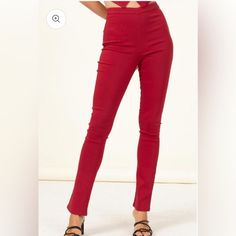 Nwot Hyfve Old School High Waist Skinny Pants, Size Medium. 69%Rayon/26% Nylon/5% Spandex Inseam: 32” Width Of Pantleg At Bottom Hem: 7.5” Waist: 27” Chic Stretch Burgundy Pants, Trendy Non-stretch Red Leggings, Trendy Red Non-stretch Leggings, Chic Stretch Burgundy Bottoms, Fitted High-waisted Burgundy Pants, Burgundy Stretch Pants For Night Out, Non-stretch High Waist Burgundy Pants, Trendy Red Full-length Leggings, Red Trendy Leggings