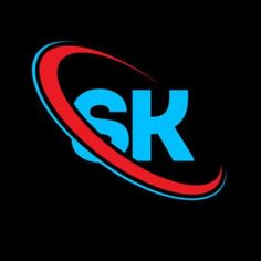 the sk logo on a black background