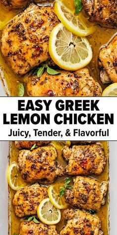 easy greek lemon chicken recipe in a pan