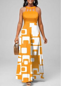 Color:Ginger;Size:S;Size:M;Package Contents:1 X Dress;Occasion:Other;Style:Casual; Fashion Design Dress, Classy Dress Outfits, African Design Dresses, Dresses By Length, African Attire, Beautiful Blouses, Printed Maxi, Elegant Outfit, African Dress