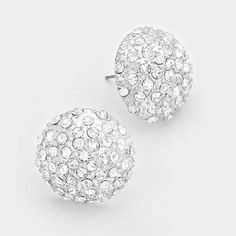 • Color : Silver, Clear • 0.75' WIDTH• POST BACK• CRYSTAL DOME STUD EARRINGS White Round Crystal Earrings, White Crystal Earrings With Sparkling Stones, Bling Wedding, Small Earrings Studs, Bridal Bracelet, Large Earrings, Small Earrings, Bridal Necklace, Bridal Earrings