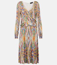 Printed gathered jersey midi dress in multicoloured - Etro | Mytheresa Multicolor Ruched Midi Dress, Ruched Knee-length Elastane Midi Dress, V-neck Ruched Midi Dress, Elegant Ruched Multicolor Dresses, Elegant Multicolor Ruched Dresses, Multicolor Midi Dress With Ruched Detail, Multicolor Ruched Midi Dress For Evening, Multicolor Ruched V-neck Midi Dress, Multicolor Ruched Midi Dress With V-neck