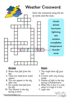 a crossword puzzle with the words weather and clouds