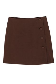 Current Boutique-Tara Jarmon - Brown Wool Blend Mini Wrap Skirt Sz S Wrap Skirt With Buttons, Solid Mini Skirt For Fall, Winter Workwear Mini Skirt With Buttons, Winter Workwear Mini Skirt With Button Closure, Workwear Mini Skirt With Button Closure For Winter, Winter Mini Skirt With Button Closure For Workwear, Elegant Brown Skirt With Buttons, Elegant Winter Mini Skirt With Buttons, Chic Brown Mini Skirt For Work