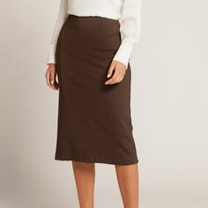 Tahari Chocolate Brown Fully Lined Skirt With Double Slits In The Back. Size 14. Never Worn. (Nwot) Hidden Zipper On The Side. There's A Jacket That I'm Keeping And Where I Got The Size Tag, Fabric And Cleaning Instructions. Waist Is Approx. 17.5" Waist To Hem Approx. 25" Ivory Pencil Skirt, Business Skirt, Tweed Pencil Skirt, Pencil Skirt White, Crochet Halter Tops, Linen Skirt, Distressed Black Jeans, Black Ruffle, Polo Dress