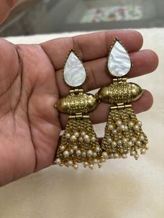 *Beautiful Premium Quality Long Earrings  *Earring Closure: Push Back *For More Beautiful Collection, Check At https://www.etsy.com/shop/placeoffashion *It is a Bridal or Partywear Set. *It Will Give You a Unique and Beautiful Look  *You Can Wear This Beautiful Set At Dress or Saaree  *The Colour Combination Of This Set Is Very Unique , It can go With Any Of The Outfit *If You Want Any Particular Item Please Message Us , We Are Having Alot More Items In Stock. You can Share The Pic Also Of the I Ladies Sangeet, Earring Indian, Pakistani Earrings, Earrings For Wedding, Long Earring, Pakistani Wedding Outfits, Dangler Earrings, Traditional Earrings, Indian Earrings