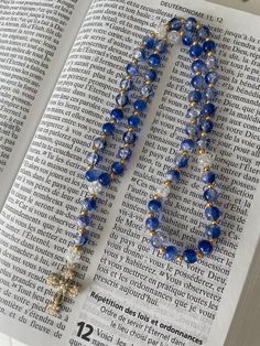 Blue cracked rosary 3 different models Handmade Length of the rosary: about 37 cm Goes around the neck and can be worn as a necklace Bead size: 8mm Necklace Bead, The Rosary, Prayer Beads, Rosary, Bead Charms, Two Tone, Beaded Necklace, Display Homes, Charms