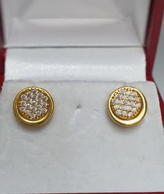 22K Yellow Gold Cluster Cubic Zircon Button Earrings  Metal :22k Gold 916   Gwt: 2.07 grams    Packaging : Elegant Box  Shipping Free in UK Shipping World Wide : See Policy Payment : PayPal, Credit Card, Bank Transfer Returns Policy : 14 Days Hassle Free Returns for 100% Refund   You can also wear this as Nose stud. To try this item Or View More from our collections  Please Visit Our North West London Showroom Gold Hallmarked Round Cluster Earrings, Yellow Gold Plated Round Plug Earrings, Gold Round Diamond Earrings, Gold Cluster Earrings For Formal Occasions, Gold Round Cluster Earrings For Pierced Ears, Round Solitaire, Solitaire Studs, Earrings Metal, Small Earrings Studs