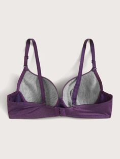 Enrich your daily comfort with our Adjustable Strap Push Up Underwire Bra. Experience gentle yet effective support from the underwire construction, complemented by the high-stretch knitted fabric. Discover a new level of confidence in this essential lingerie piece designed for your everyday wear. Features: Color: Purple Pattern Type: Plain Wires: Underwire Fabric: High Stretch Material: Knitted Fabric Composition: 90% Polyamide, 10% Elastane Care Instructions: Hand wash, do not dry clean Size C Velvet Cami Dress, Velvet Cami, Traje Casual, Women's Nightgowns, Bra Types, Purple Pattern, Purple Fashion, Shein Style, Bra Women