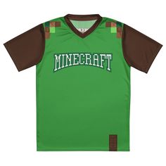 Minecraft 15th Anniversary Personalized Adult Jersey Crew Neck Jersey For Fan Merchandise, Customizable Crew Neck Jersey T-shirt, Customizable Jersey T-shirt For Team Events, Green Jersey Top For Team Events, Customizable Short Sleeve Jersey, Customizable Jersey Tops For Sports Season, Jersey Tops With Name Print For Game Day, Customizable Jersey Tops For Sports Fans, Jersey Crew Neck Tops With Name Print