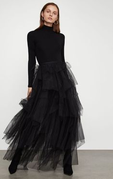 Black Tulle Skirt Outfit, Tutu Skirt Women, Tule Rok, Black Skirt Outfits, Look Boho Chic, Tulle Long Skirt