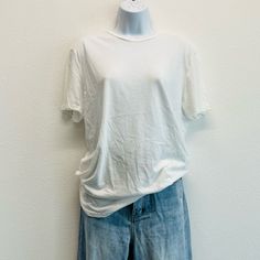 Super Soft & Slightly Sheer Made In Usa New Without Tags Small But Generously Sized So Listed As M As Well 20 Pit To Pit, 8 Shoulder To Arm Opening, 6.5 Across Arm Opening, 28 Shoulder To Hem T1 Basic Summer T-shirt For Layering, Basic Spring Loungewear Tops, Basic Summer Loungewear Tops, Relaxed Fit Plain Top For Layering, Plain Relaxed Fit Tops For Layering, White Short Sleeve Shirt For Layering, Relaxed Fit Basic Tops For Layering, Basic Short Sleeve Summer Tops, Basic Everyday White Tops