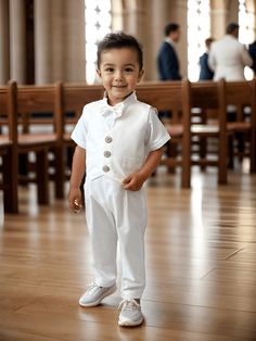 ✿ABOUT THIS SUİT ✓Introducing this luxurious four-piece set made from high-quality white cotton canvas fabric, creating a stylish and personalized ensemble for your little one's special day. ✓This set consists of white suspender pants, a vest, a matching bow tie, and a white short-sleeved cotton shirt. ✓The pants have an elastic waistband for a comfortable fit and adjustable straps to ensure the perfect fit. ✓With this set, you can create a sibling combination if you want, you can reach our girl Fitted White Cotton Baptism Dress, White Fitted Cotton Baptism Dress, Fitted White Cotton Sets, White Fitted Cotton Sets, White Cotton Sets For Baptism, White Cotton Baptism Sets, Cotton Baptism Sets, White Cotton Formal Sets, Cotton Baptism Dress