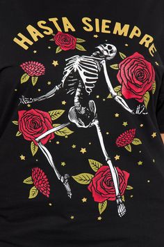 Available In Black. Tshirt Crew Neck Short Sleeve Front Screen Stretch 100% Cotton Imported | Hasta Siempre Skull Tee Shirt in Black size Small by Fashion Nova Skull Tee Shirt, Halloween Top, Skull Tee, Sweater Jumpsuit, Black Tshirt, Black Tee, Women Clothes Sale, Black Fashion, Fashion Nova