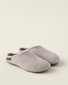 Classic meets comfy in these low-profile pure boiled wool mule slippers from Haflinger, who know how to make a slipper you'll really want to slip into. You'll love the natural temperature regulation, wicking properties, superior support, and durability. Rubber outsole. Women's classic boiled wool slippers by Haflinger. Felted Wool Slippers, Wool Slippers, Slippers Women, Garnet Hill, Boiled Wool, Swag Shoes, Felted Wool, Dear Santa, Black Wool