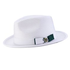 Live life on the edge with this White with Emerald Bottom Braided Wide Brim Pinch Fedora Hat. It's daring design features a Emerald Bottom and matching Grosgrain Ribbon, plus a Pinch Crown, and a stylishly wide 2 1/2" brim. Step up your style and take the plunge with this hat - no lining, and size XL available for an additional $5. Conquer the day and make a statement with this Polyester Blend stunner. Emerald Bottom Matching Grosgrain Ribbon Pinch Crown Wide Brim: 2 1/2" No Lining Material: Pol Mens Summer Hats, White Fedora Hat, White Fedora, Life On The Edge, Banded Collar Shirts, Mens Hats Fashion, Mens Hats, French Cuff Shirts, Hat Styles