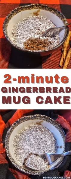 two bowls filled with gingerbread mug cake