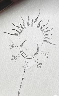 an ink drawing of the sun and moon