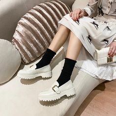 Tula Women's Platform Slip-On Loafer Shoes | Ultrasellershoes.com – Ultra Seller Shoes Chunky Loafer, Brand Name Shoes, Brand Collaboration, Blue Rainbow, Platform Heels Chunky, Winter Hoodies, White Shoes, Striped Knit, Loafers For Women