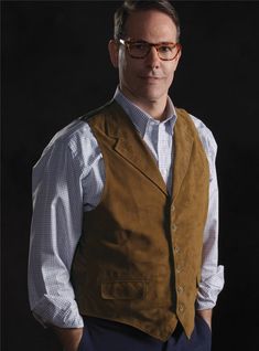 Classic Vest With Lapel Collar For Fall, Business Vest With Welt Pockets For Fall, Classic Leather Vest For Workwear, Business Casual Fall Vest With Lapel Collar, Fall Notch Lapel Vest With Hidden Button Closure, Classic Brown Vest For Workwear, Brown Business Vest With Notch Lapel, Classic Brown Vest For Work, Classic Lapel Collar Vest For Business Casual